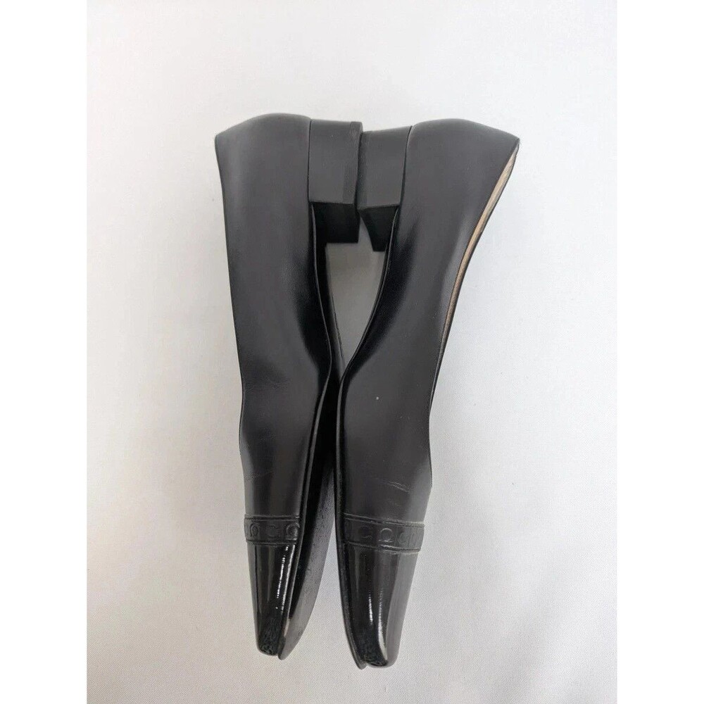Salvatore Ferragamo Womens Shoes Sz 7.5B Boutique Gancini Cap Toe Black Leather - Picture 6 of 8